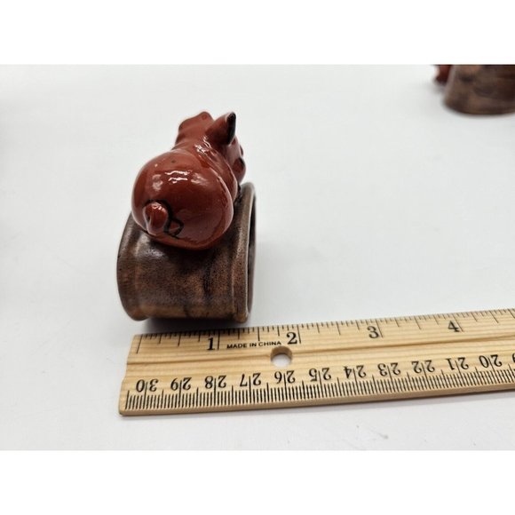 Unique Clay Pottery Pig Napkin Holders Lot Of 4 Country Farmhouse - Picture 5 of 10
